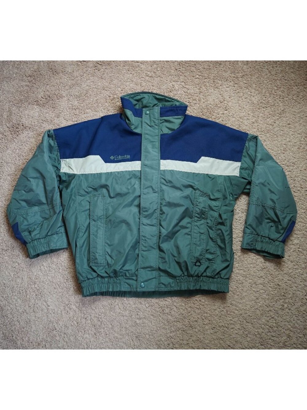 Y2K Columbia Bugaboo Jacket Mens L Green ColorBlock Winter Coat Shell Only - Picture 1 of 11